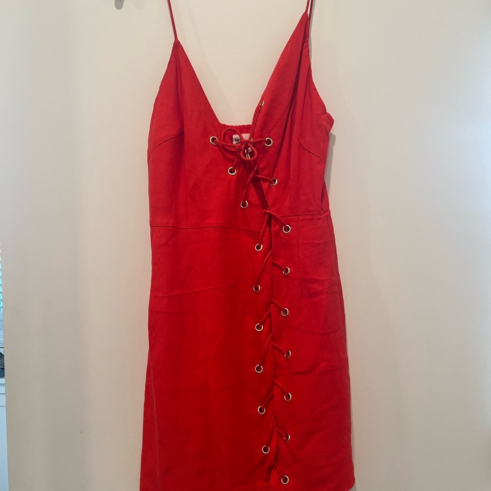 by the way. Red lace up dress. Worn once